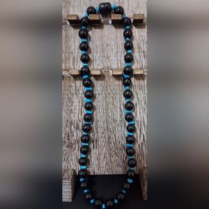 Jay King Mine Finds DTR Black Agate & Turquoise Chip Gemstone Beaded Necklace